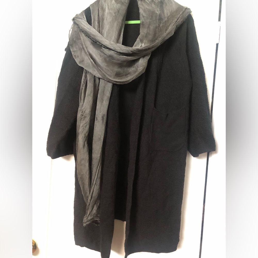 Woman Cardigan Coat with scarf attached. Papa brand - Vancouver